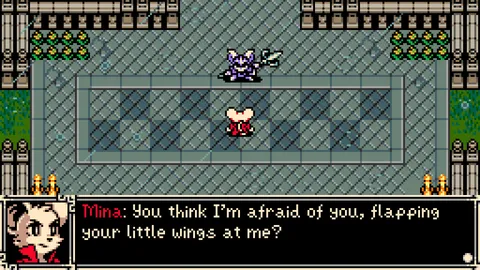 Mina confronts Thorne, the bat antagonist